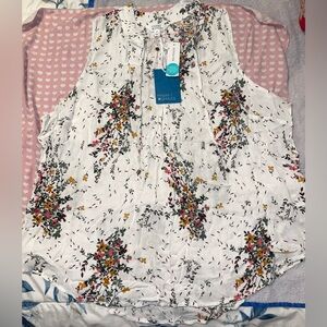 3X Ava Tie Neck Sleeveless Blouse